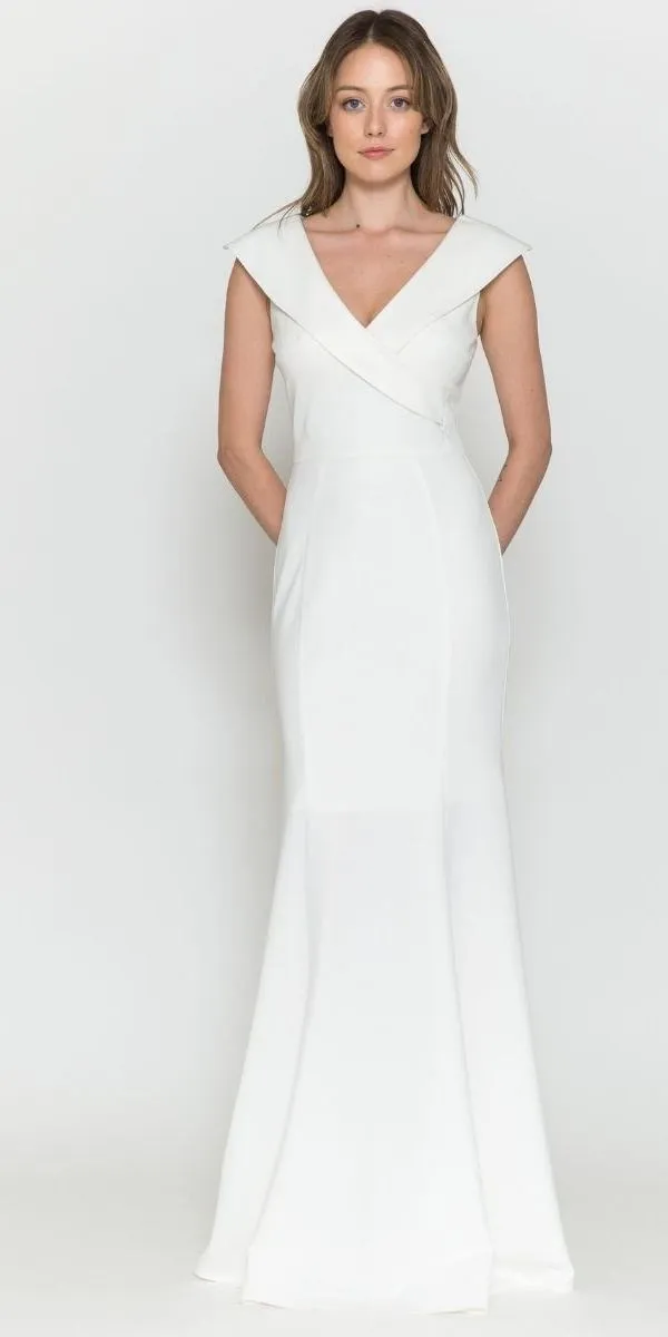 Poly USA 8726 Floor Length Formal Gown V-Neckline