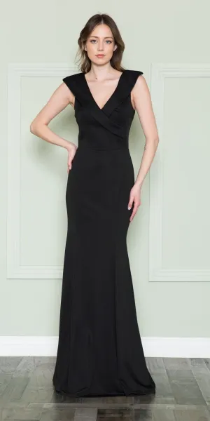 Poly USA 8726 Floor Length Formal Gown V-Neckline