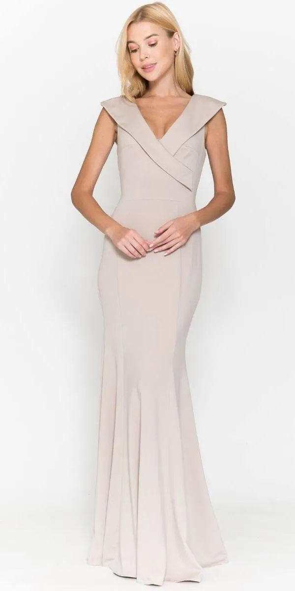 Poly USA 8726 Floor Length Formal Gown V-Neckline