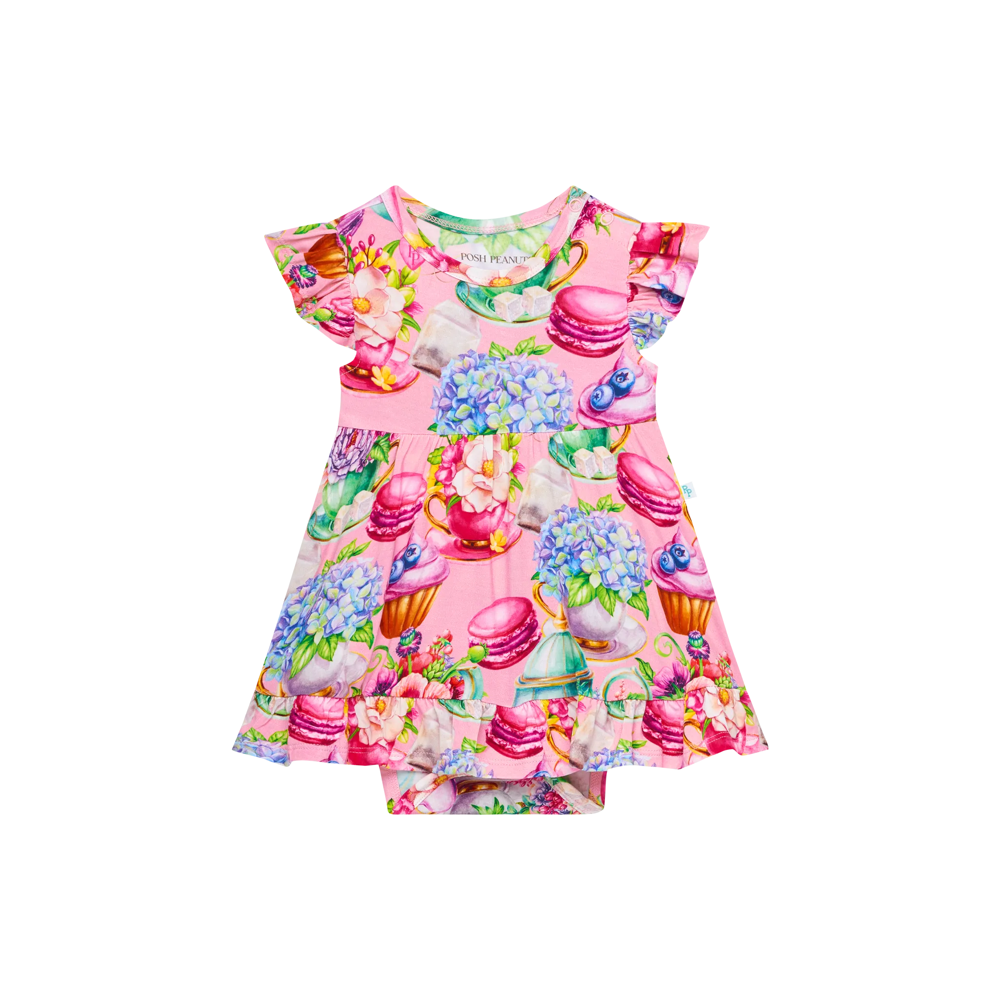 Posh Peanut Elizabeth Capsleeve Ruffled Bodysuit Dress