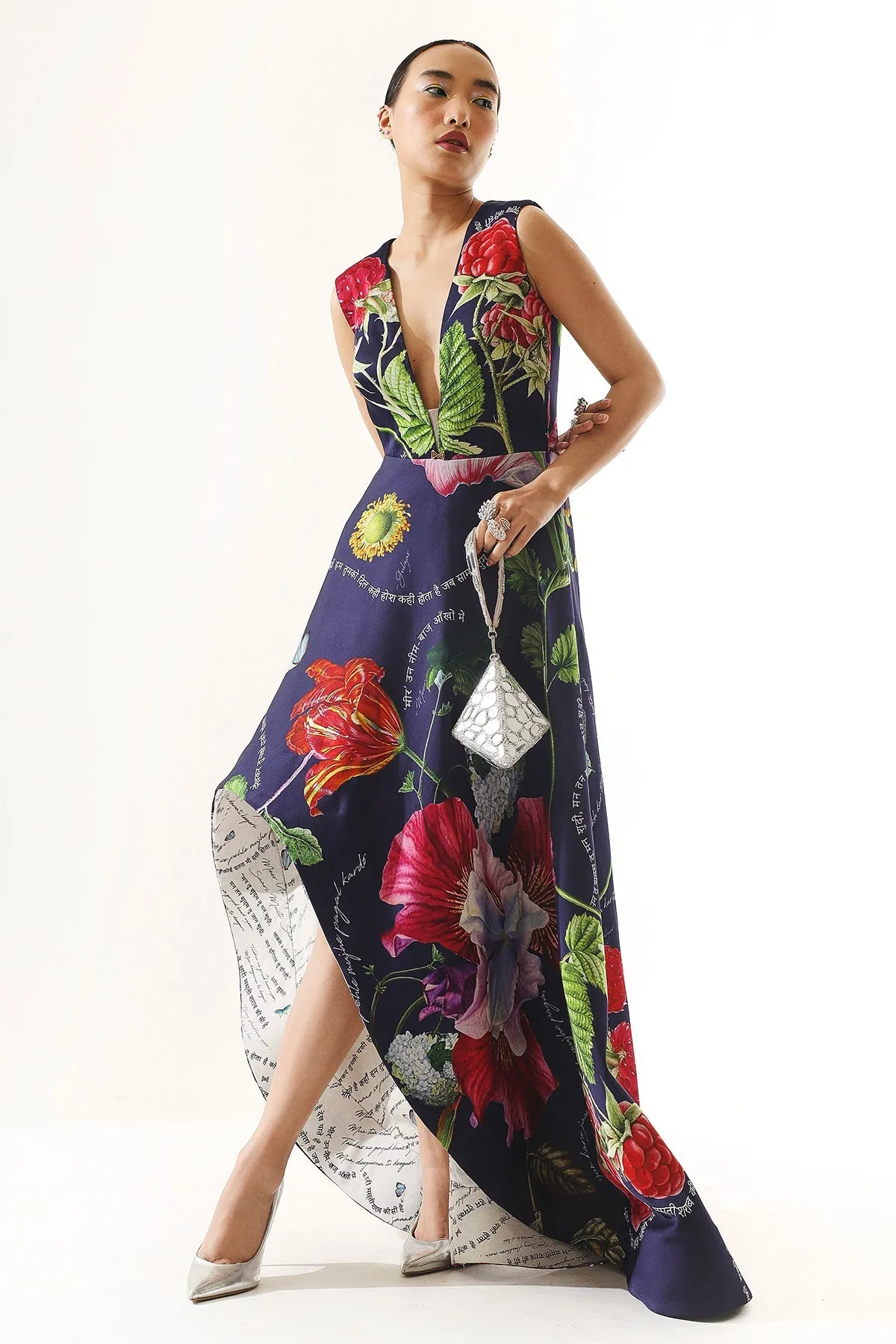 PRINTED LONG-SHORT GOWN