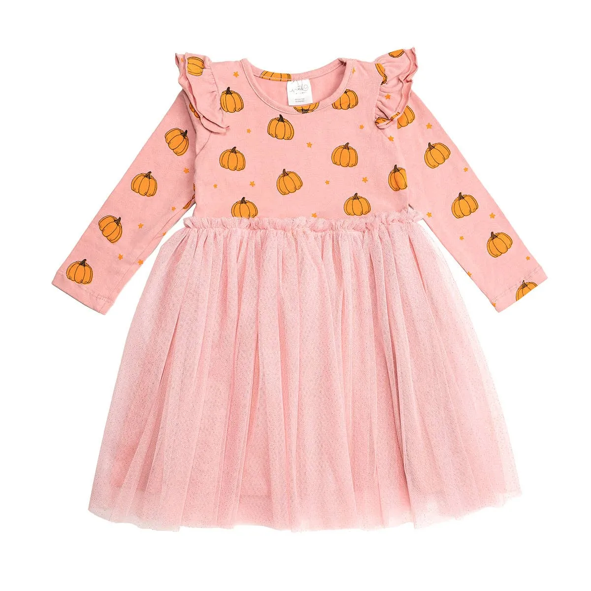 Pumpkin Blush Long Sleeve Tutu Dress - Kids Fall Dress