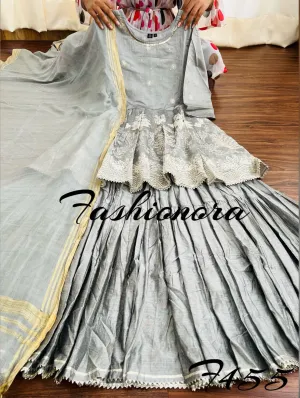 Pure Cotton Embroidered Sharara Kurta Set