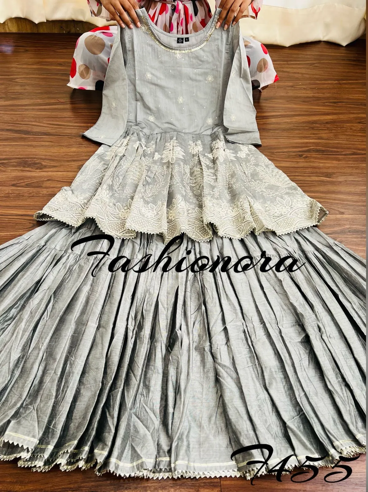 Pure Cotton Embroidered Sharara Kurta Set