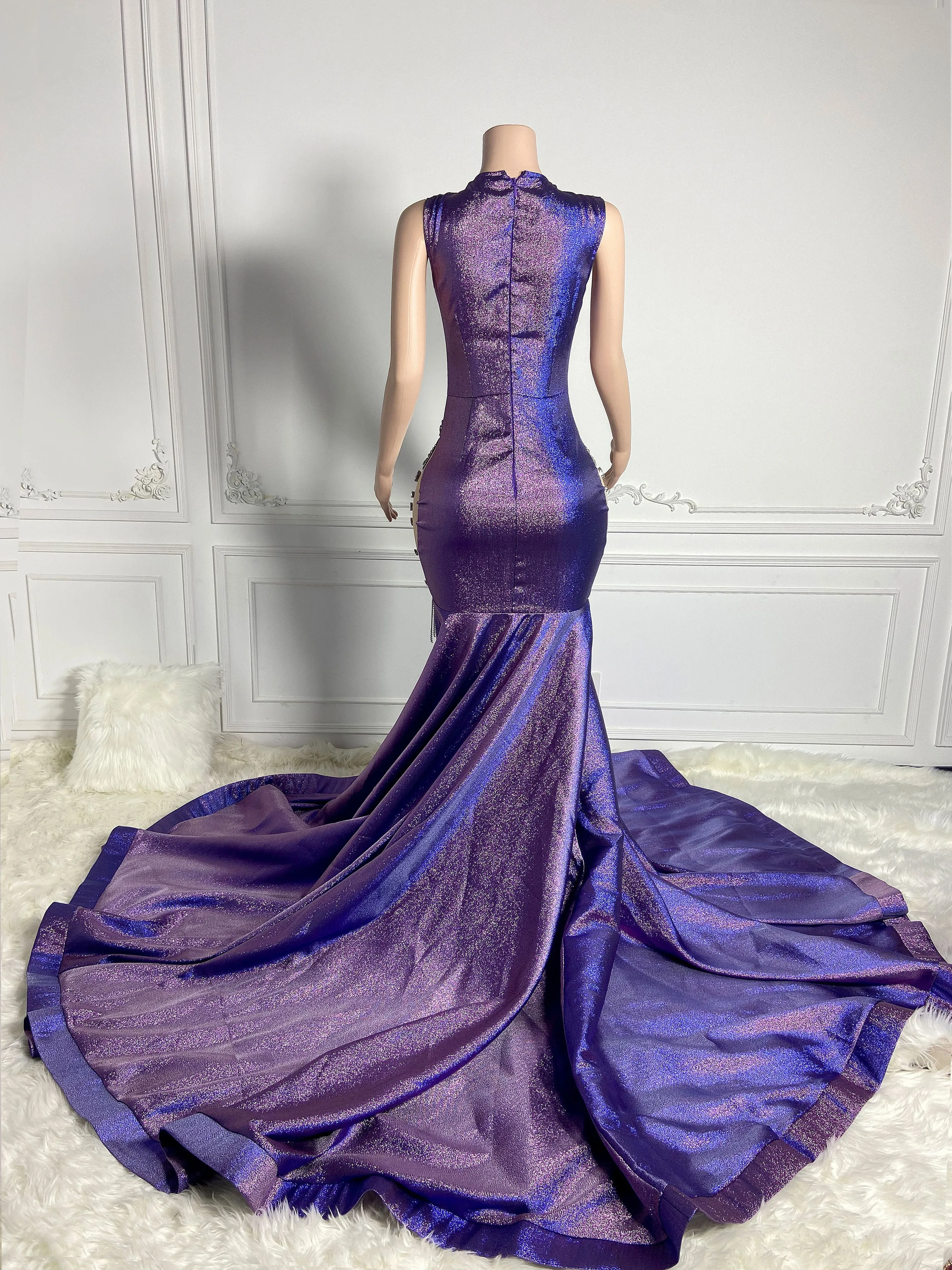 Purple Colorful Satin combines Gown
