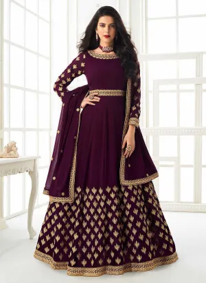 Purple Heavy Embroidered Gown Style Anarkali