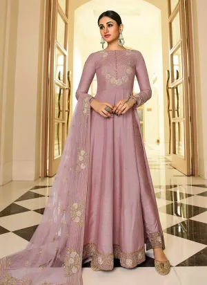 Purple Heavy Neck Embroidered Gown Style Anarkali