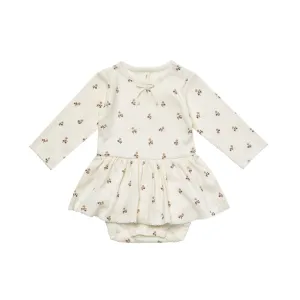Quincy Mae Pointelle Skirted Bodysuit - Rose Fleur