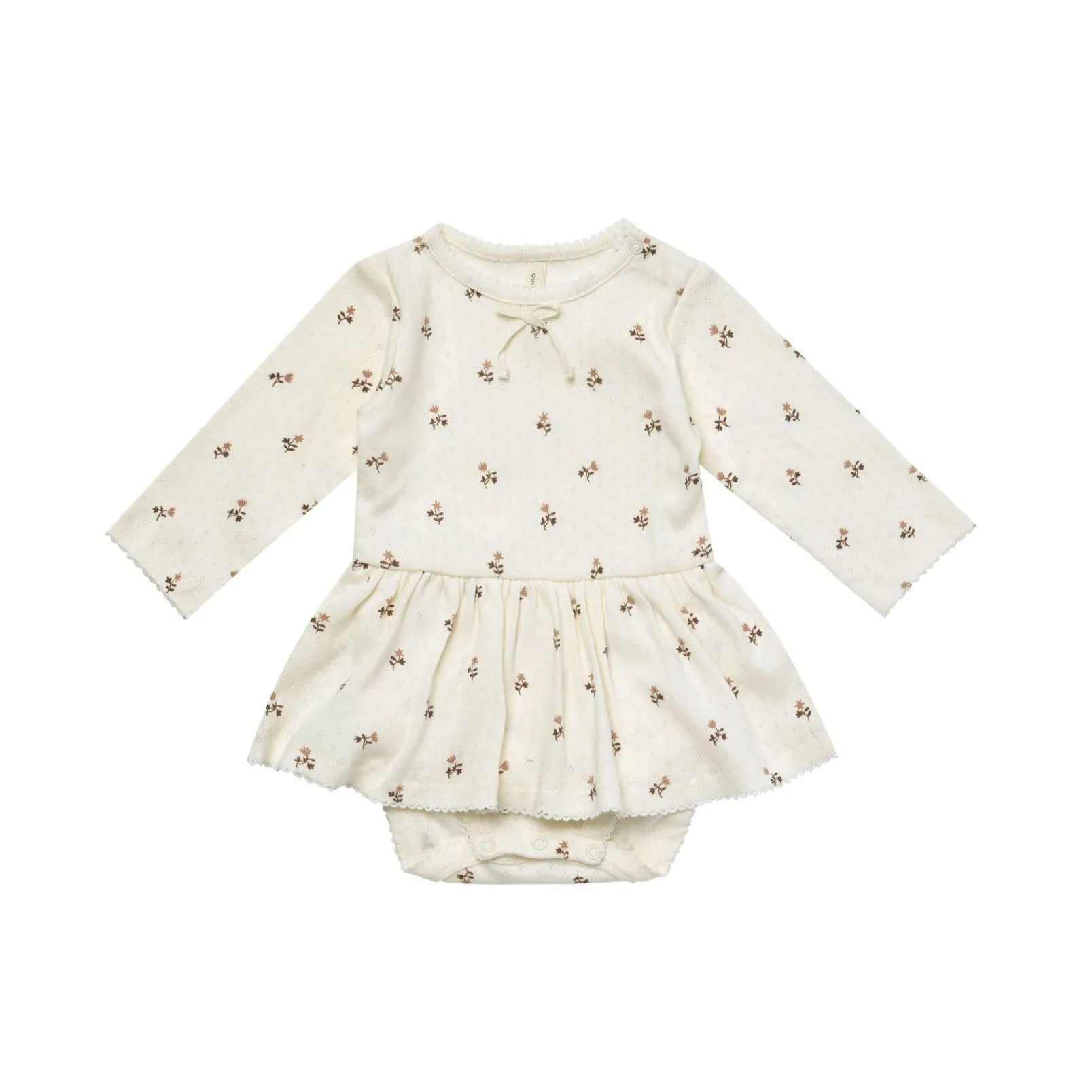 Quincy Mae Pointelle Skirted Bodysuit - Rose Fleur