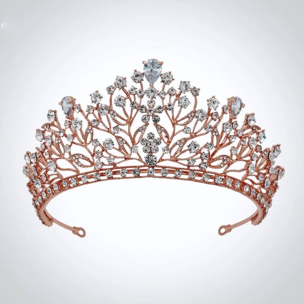 "Ananda" - Cubic Zirconia Bridal Tiara - Available in Silver, Yellow Gold and Rose Gold