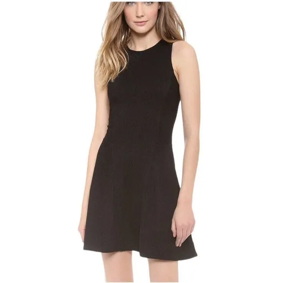 RAG &amp; Bone Geneva Knit Dress Size Medium Black Textured Fit and Flare Sleeveless