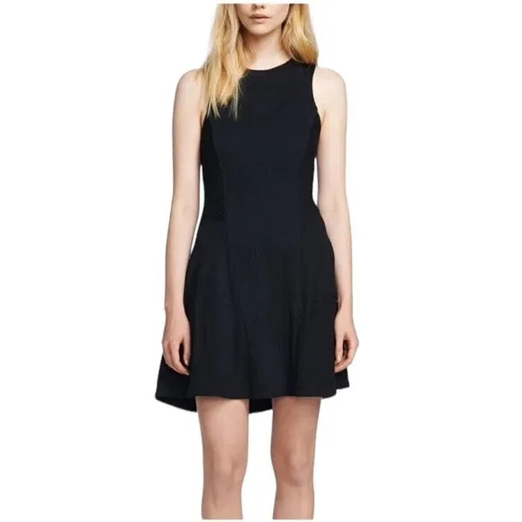 RAG &amp; Bone Geneva Knit Dress Size Medium Black Textured Fit and Flare Sleeveless