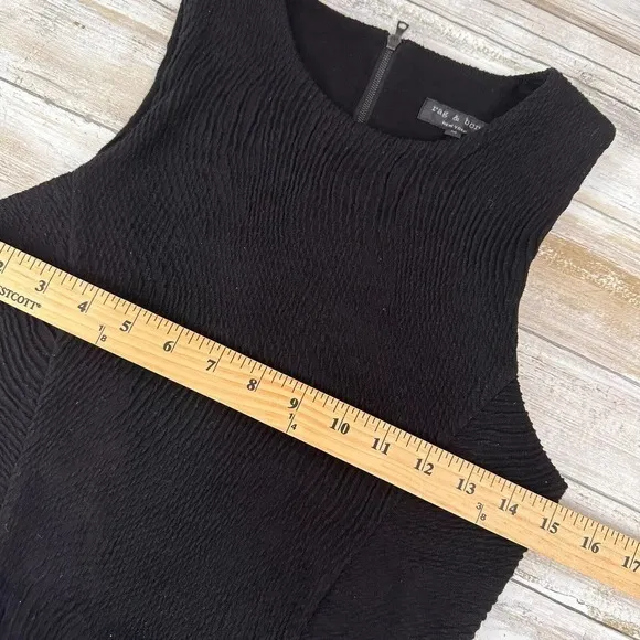 RAG &amp; Bone Geneva Knit Dress Size Medium Black Textured Fit and Flare Sleeveless