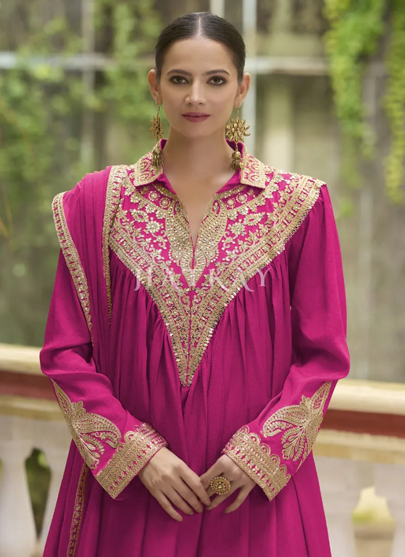 Rani Pink Traditional Dhoti Style Pant Suit