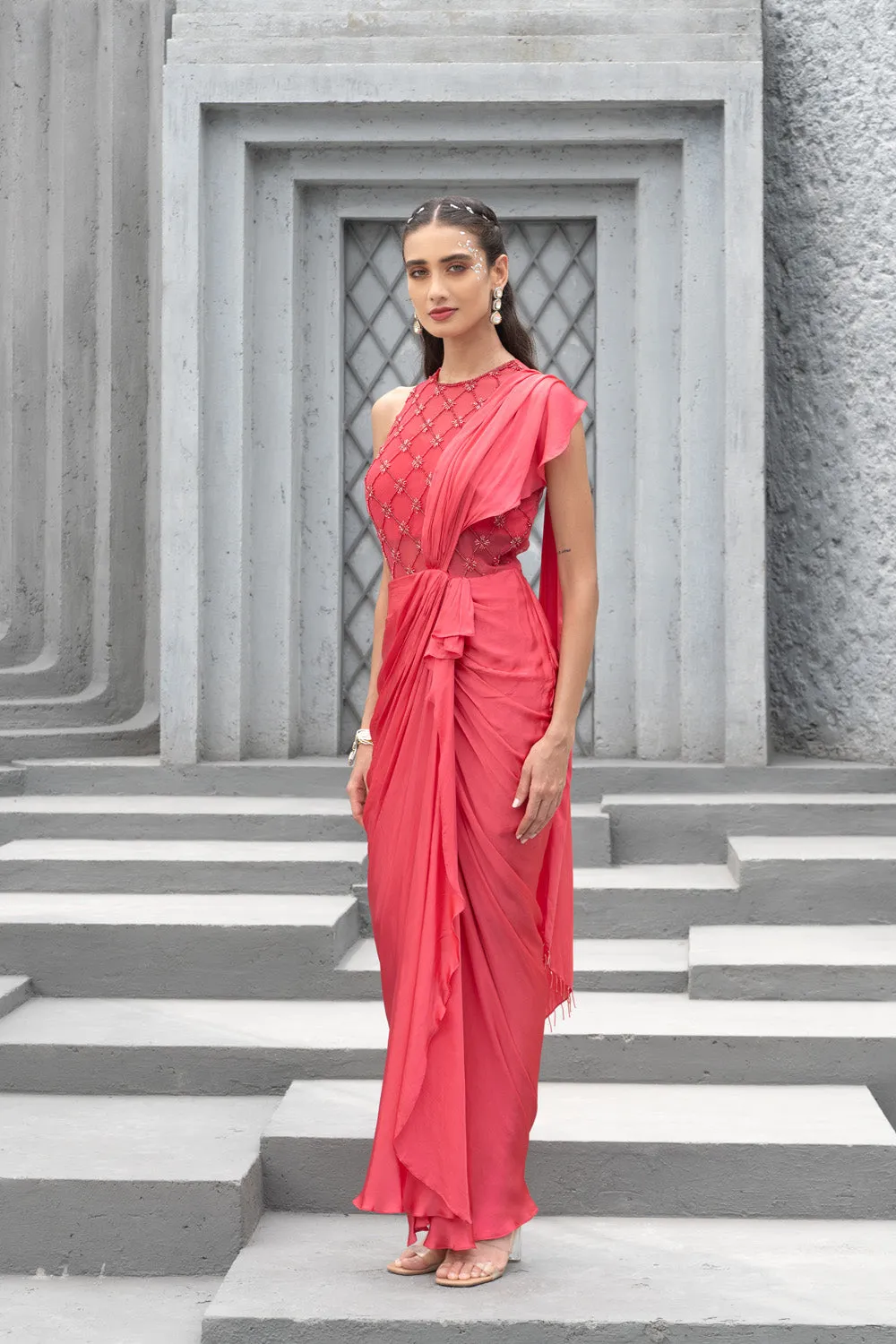 Raspberry Embroidered Gown