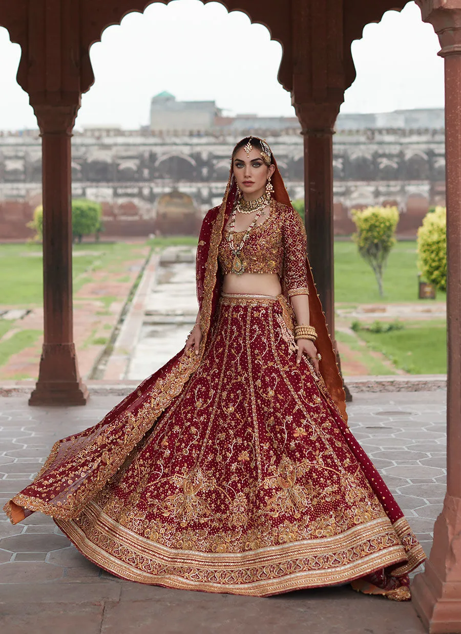 Red Golden Lehenga Choli for Pakistani Bridal Wear