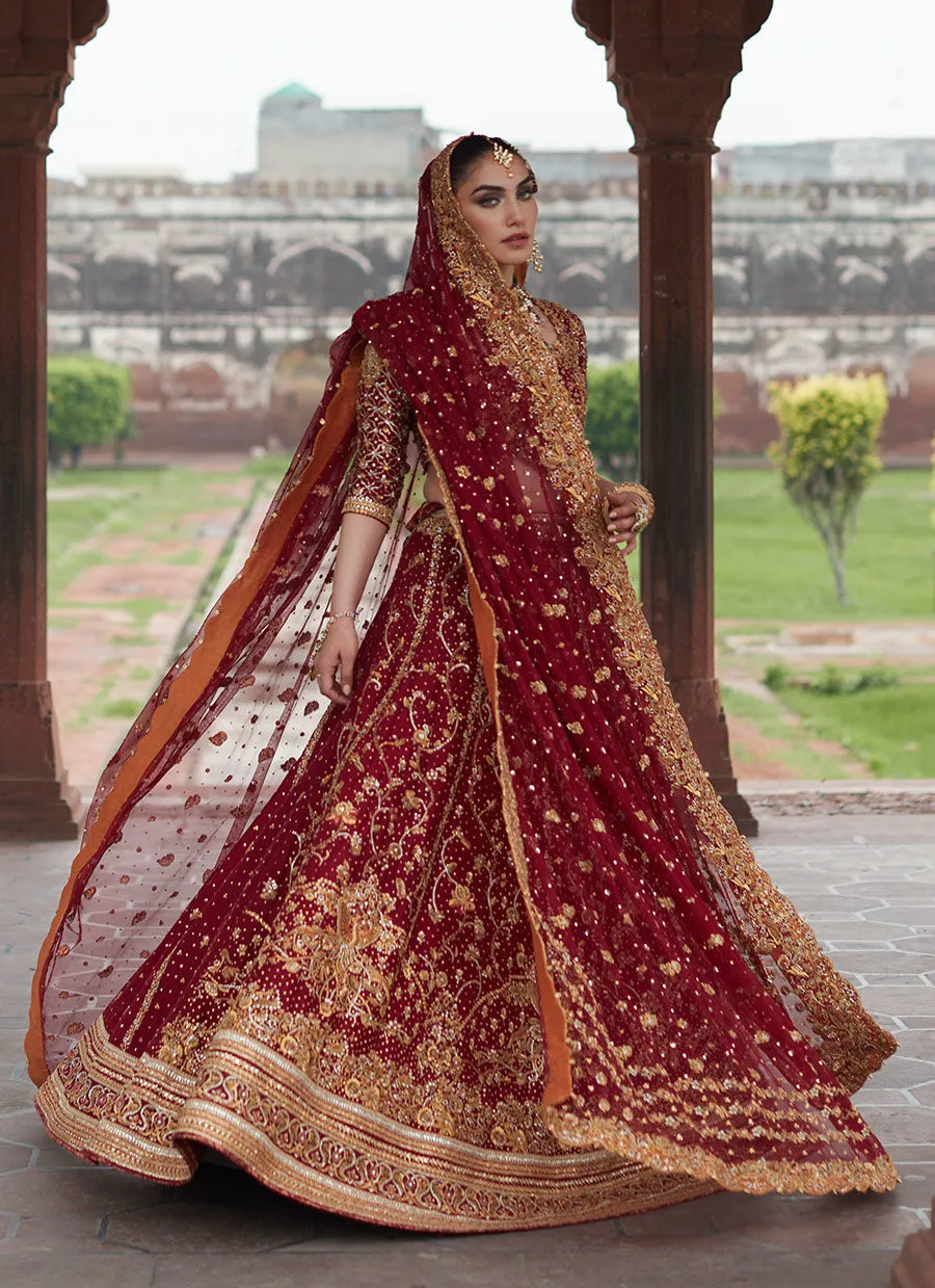 Red Golden Lehenga Choli for Pakistani Bridal Wear