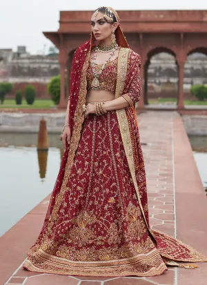 Red Golden Lehenga Choli for Pakistani Bridal Wear