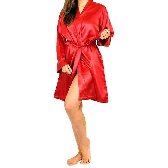 Red Satin Short Night Gown