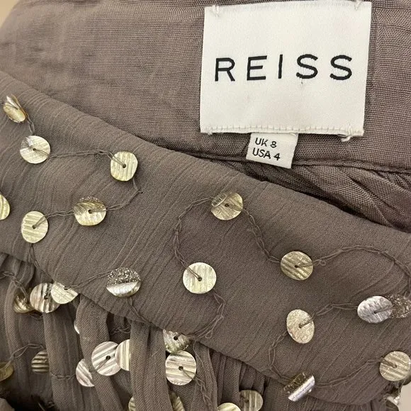 Reiss Lina Mocha Sequin Skirt Size 4