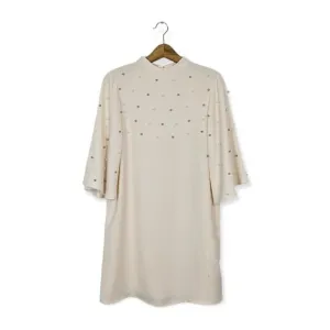 River Island Pearl Embellished Flare Sleeve Mini Dress