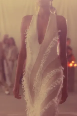 Roaring Fringe Beige Gown