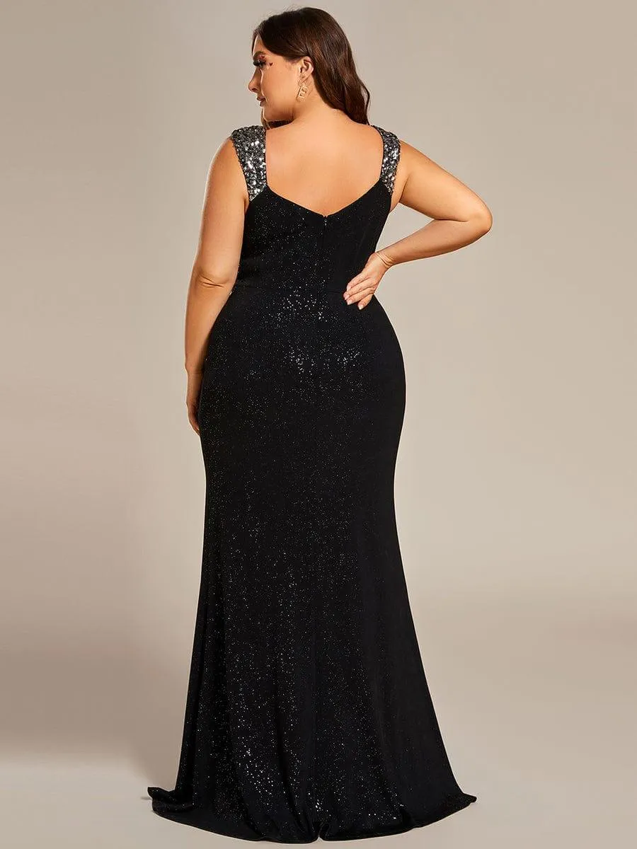 Robe de soirée élégante à paillettes et col en V