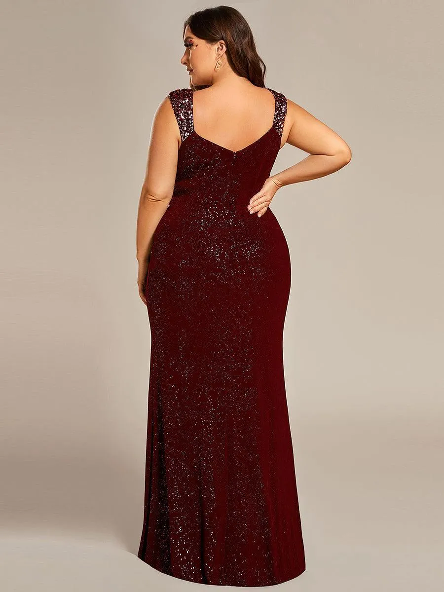 Robe de soirée élégante à paillettes et col en V