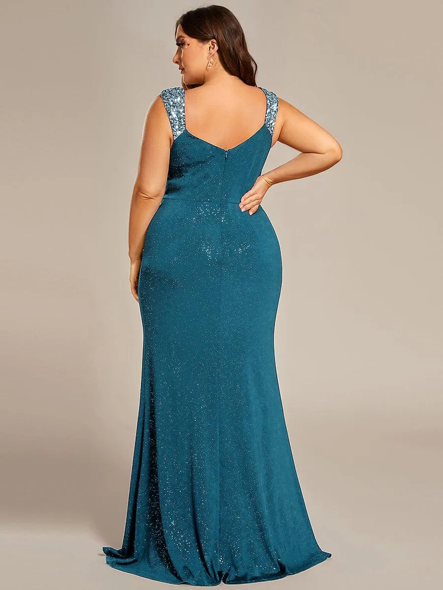Robe de soirée élégante à paillettes et col en V