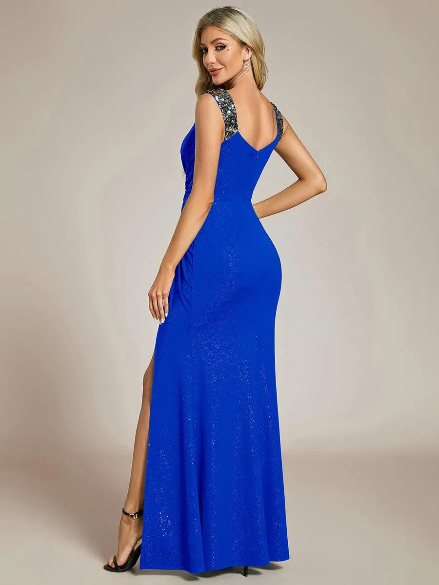 Robe de soirée élégante à paillettes et col en V