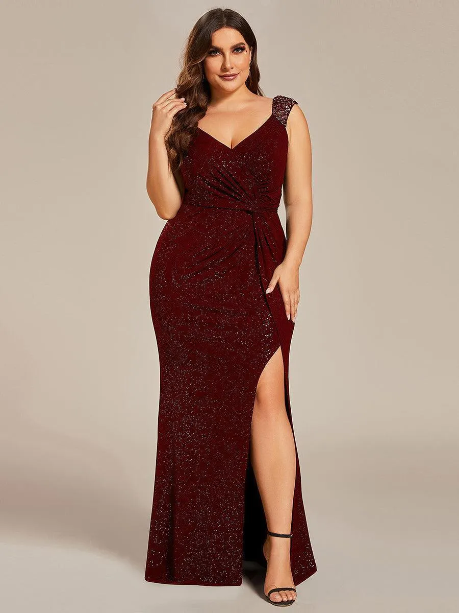 Robe de soirée élégante à paillettes et col en V