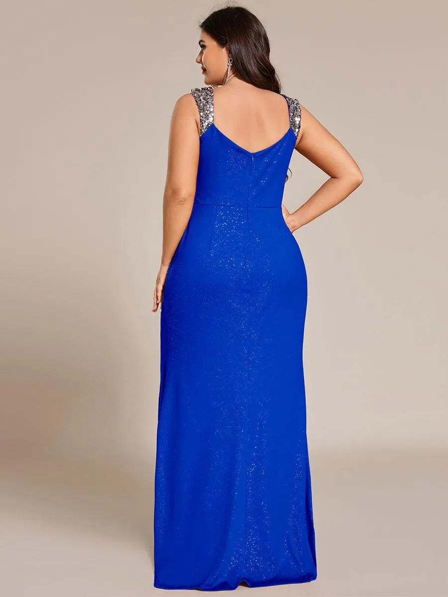 Robe de soirée élégante à paillettes et col en V