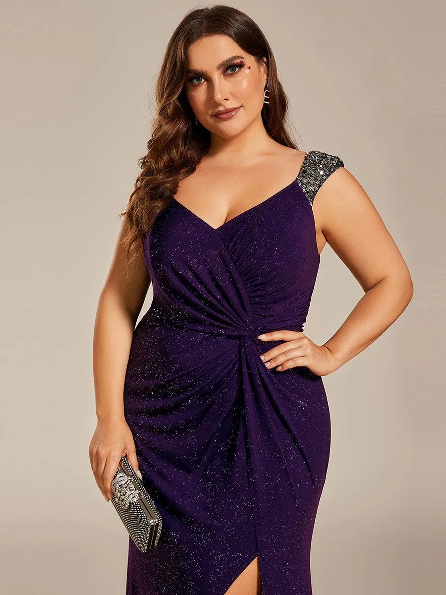 Robe de soirée élégante à paillettes et col en V