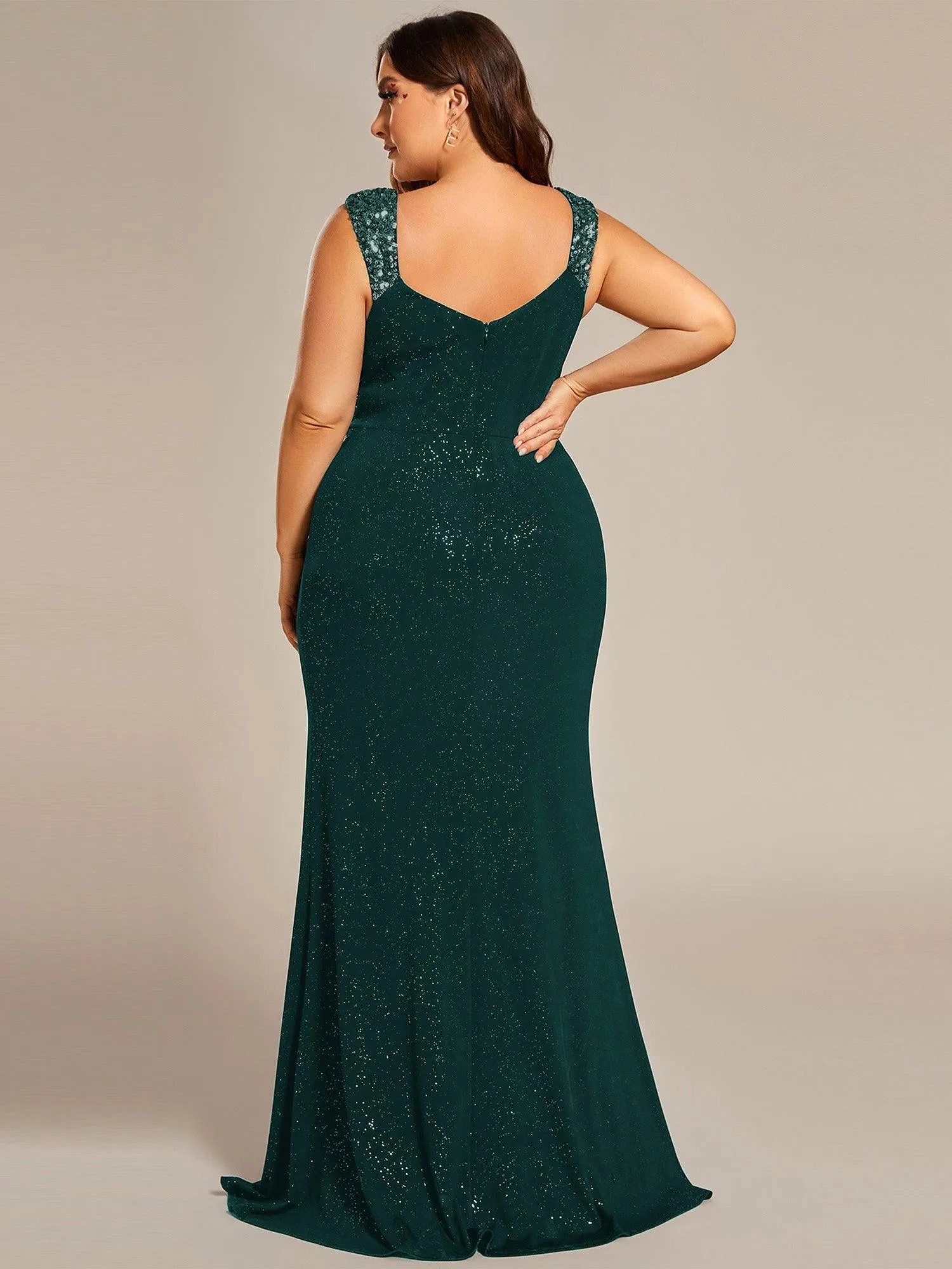 Robe de soirée élégante à paillettes et col en V