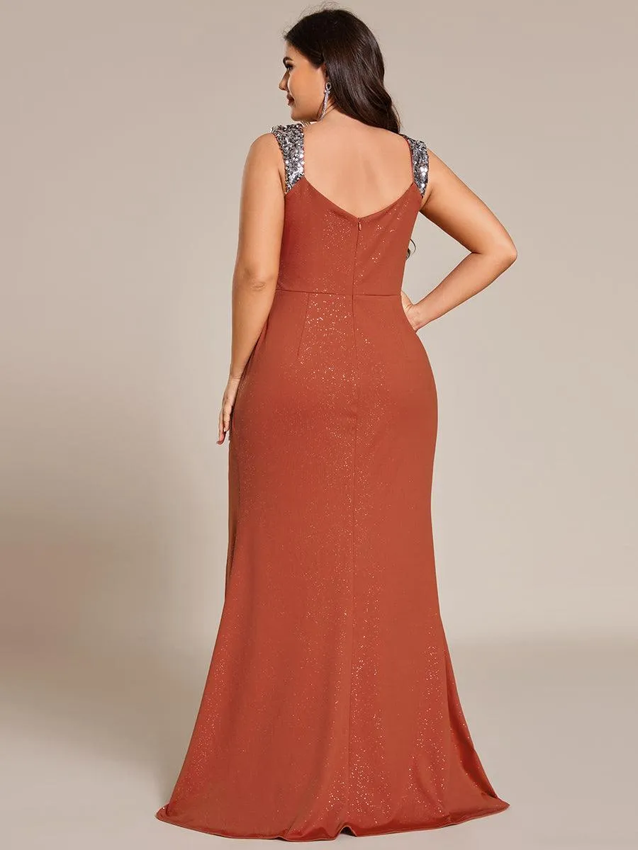 Robe de soirée élégante à paillettes et col en V