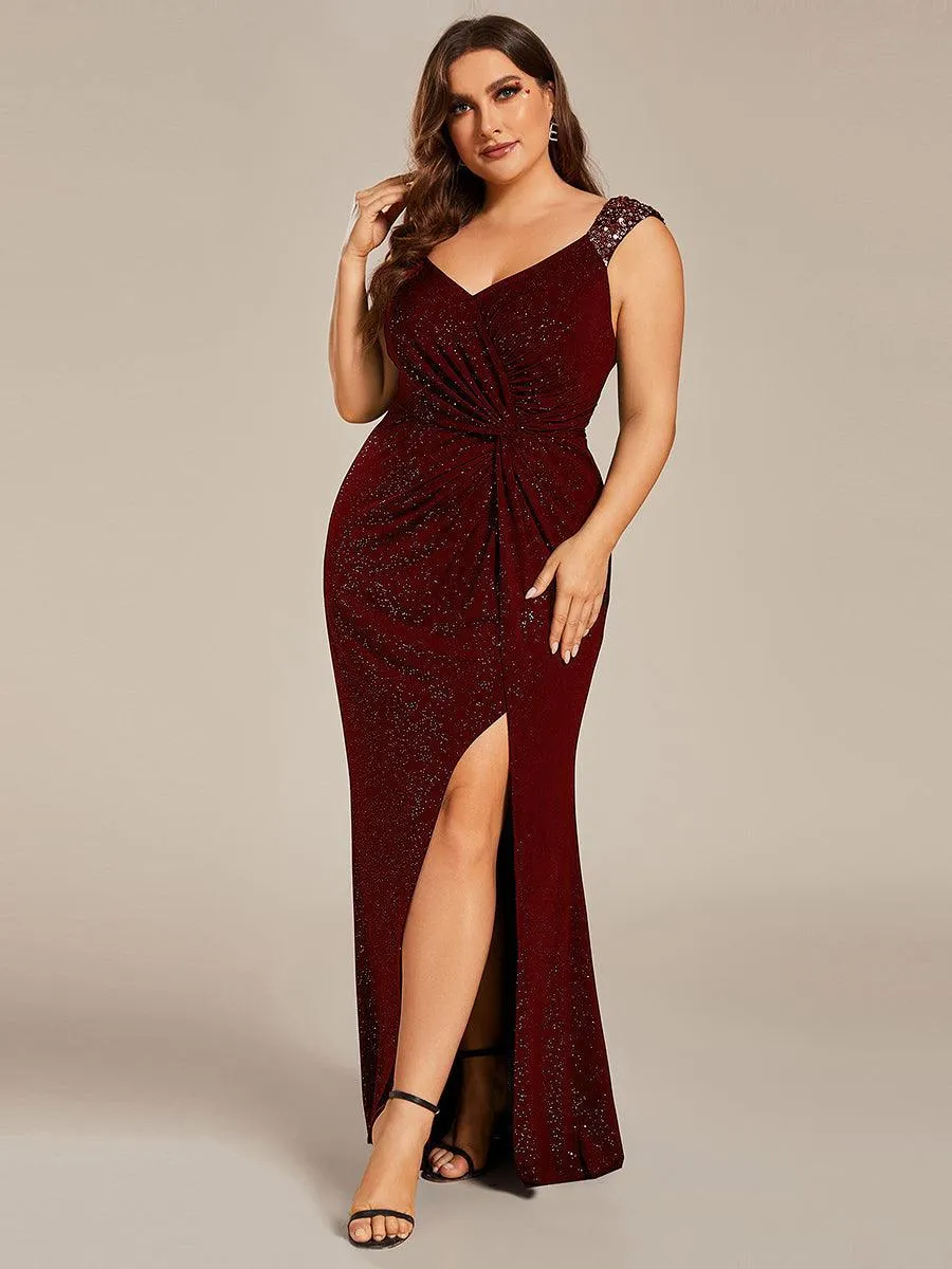 Robe de soirée élégante à paillettes et col en V