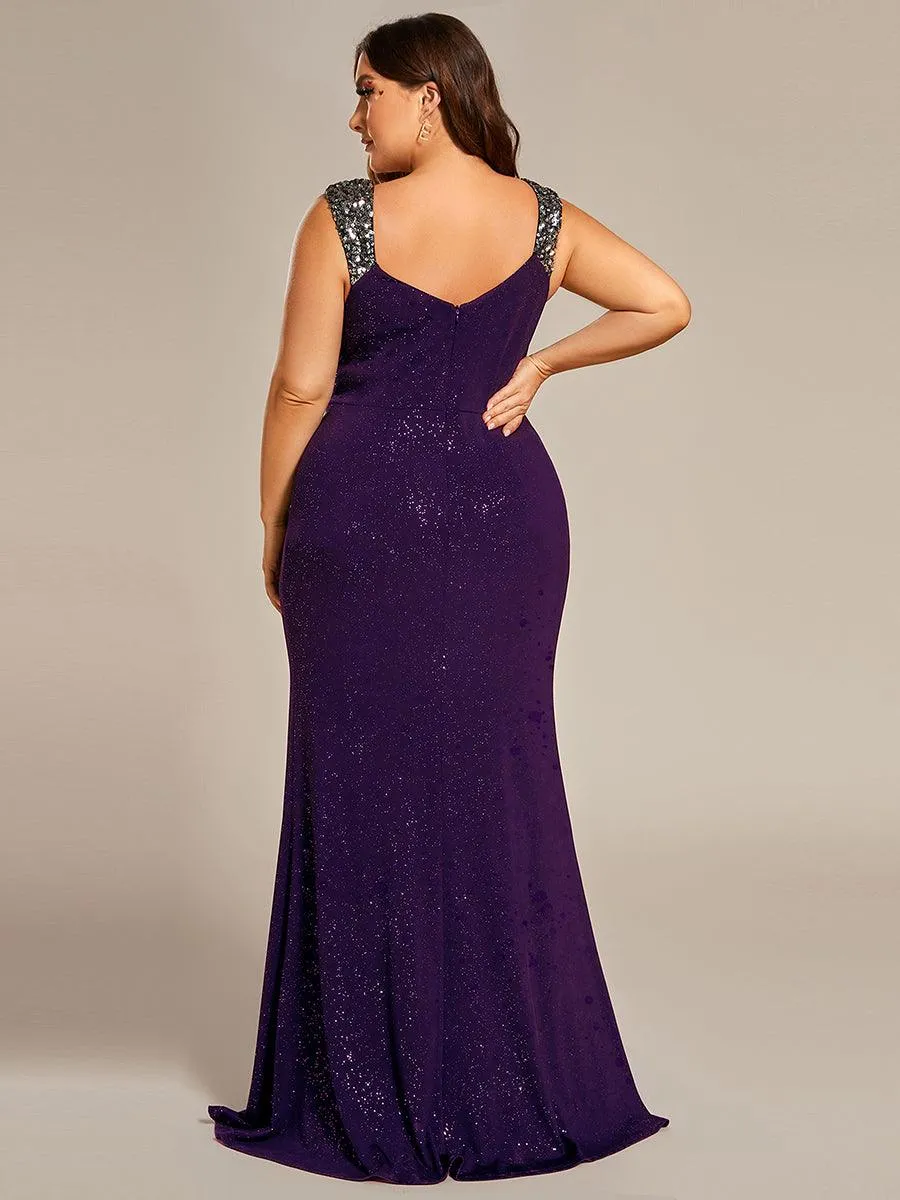 Robe de soirée élégante à paillettes et col en V