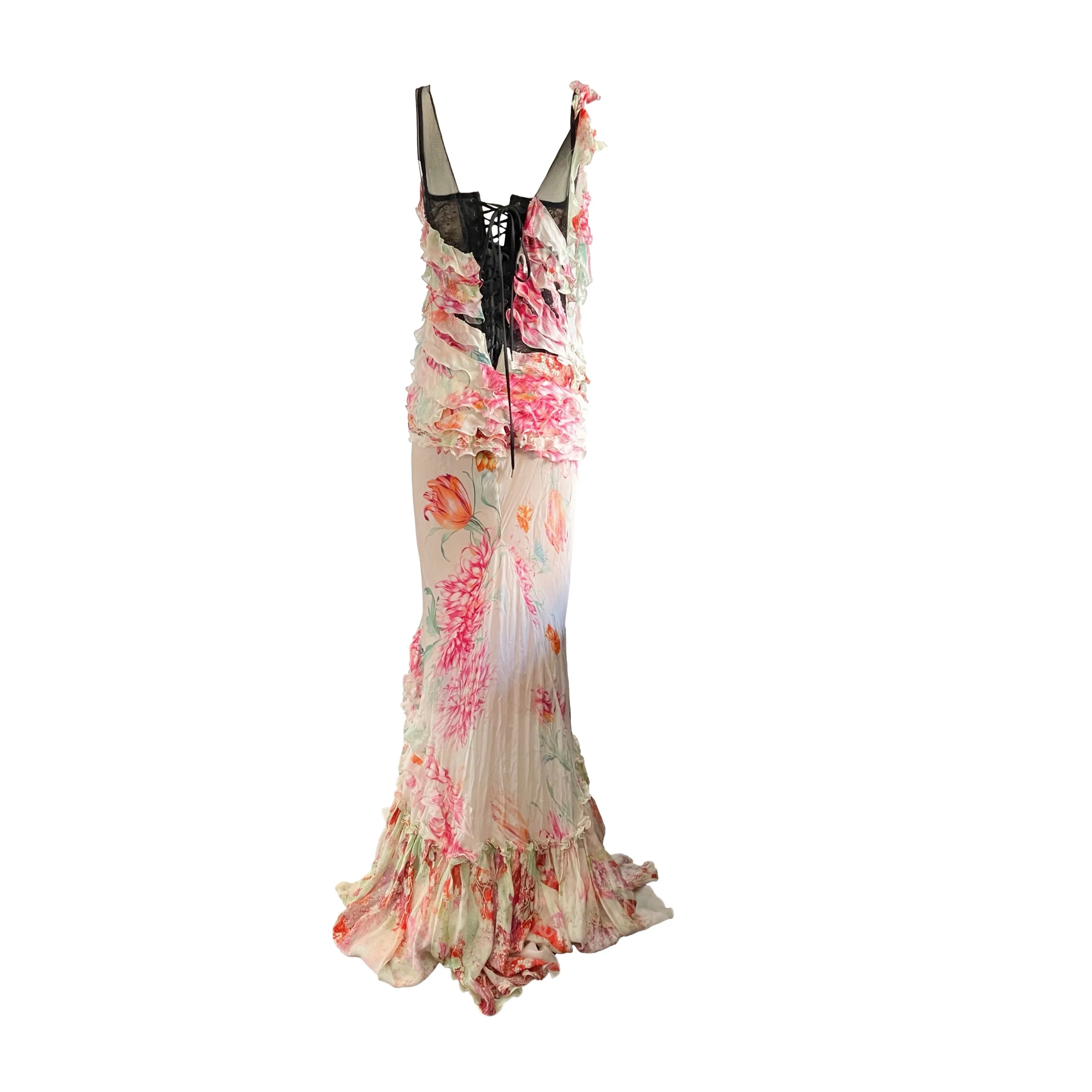 Roberto Cavalli Floral Boned Corset Gown