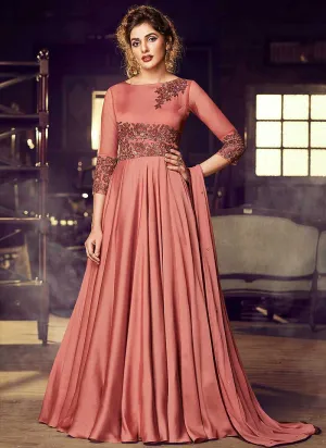 Rose Gold Embroidered Anarkali Style Gown