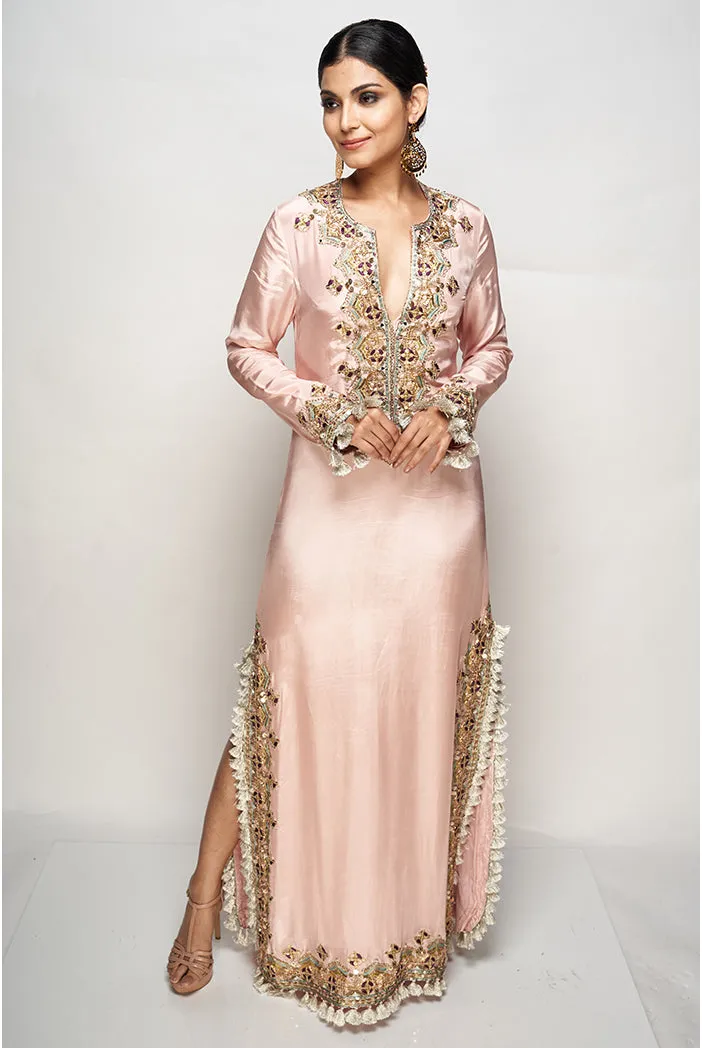 Rose Pink Embroidered Kaftaan
