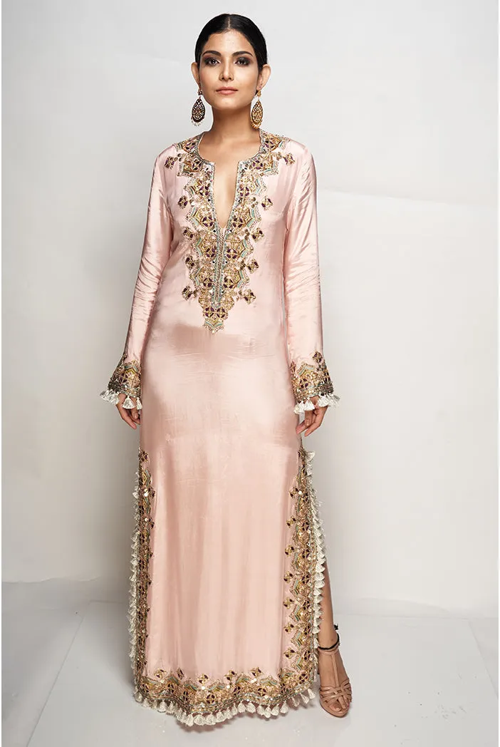 Rose Pink Embroidered Kaftaan