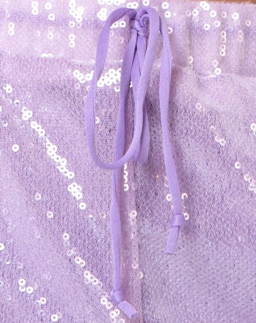Runner Short in Matte Mini Sequin Lilac