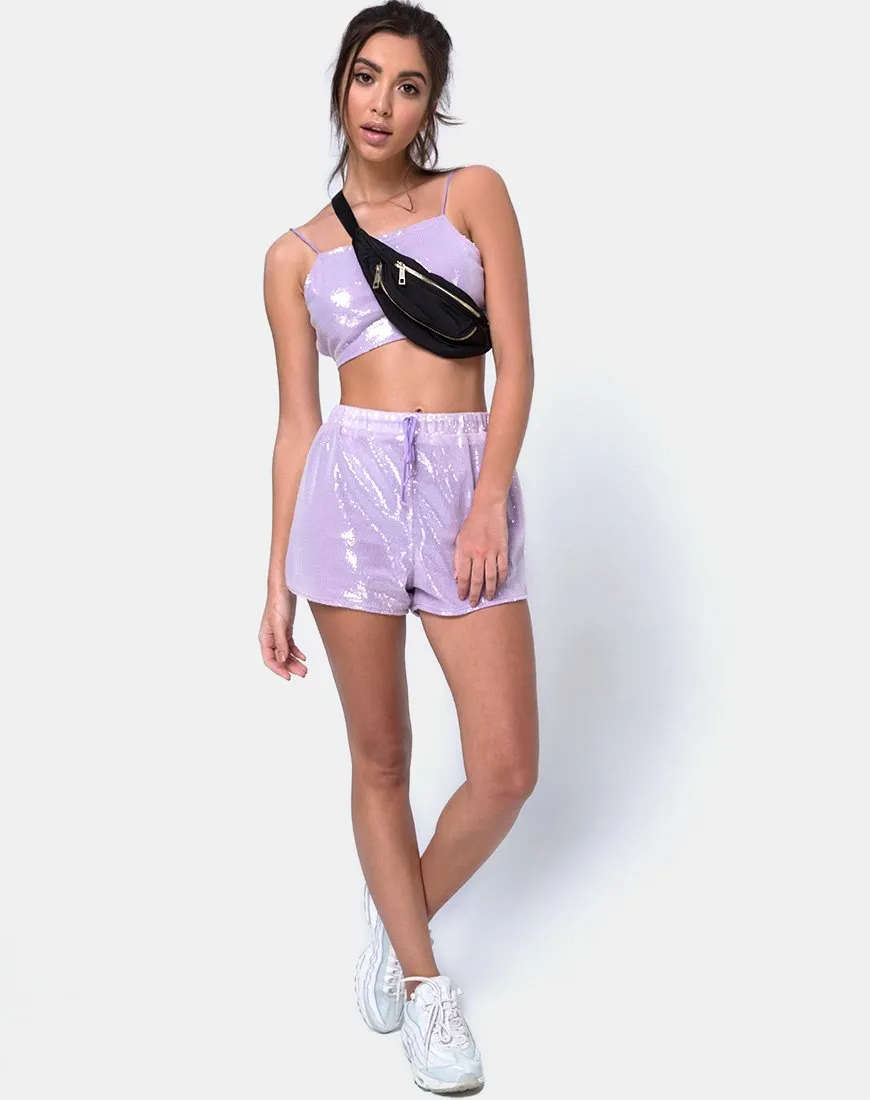 Runner Short in Matte Mini Sequin Lilac