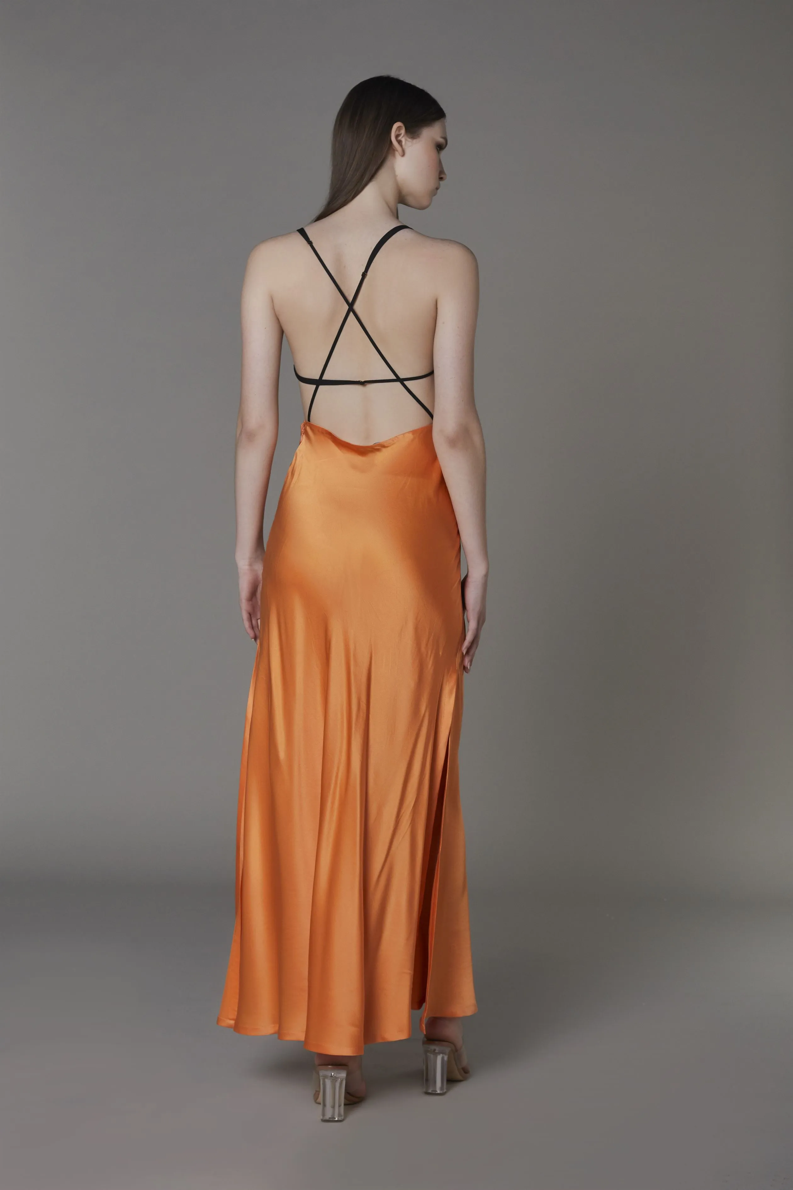 Saaksha & KinniÂ    I   Pink mango bikini dress pure satin Satin Rust SS22069