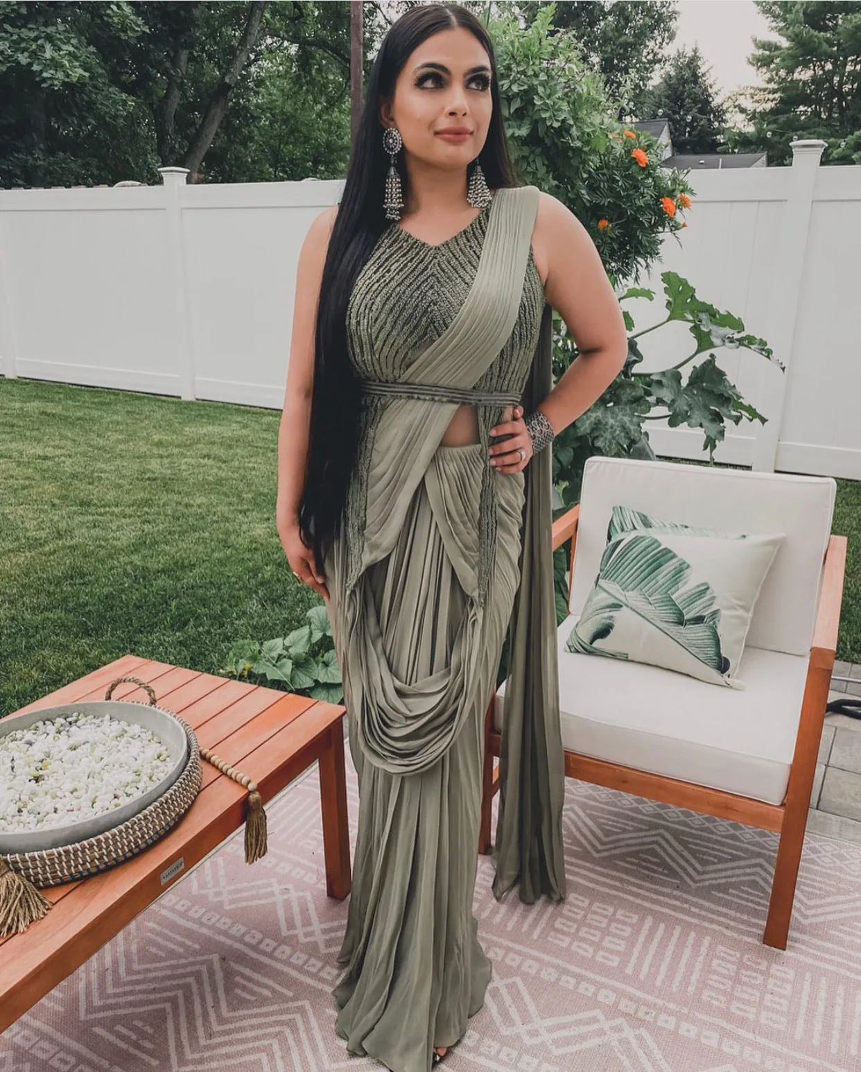Sage Green Sari Gown