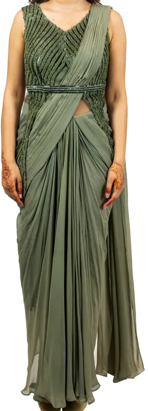 Sage Green Sari Gown