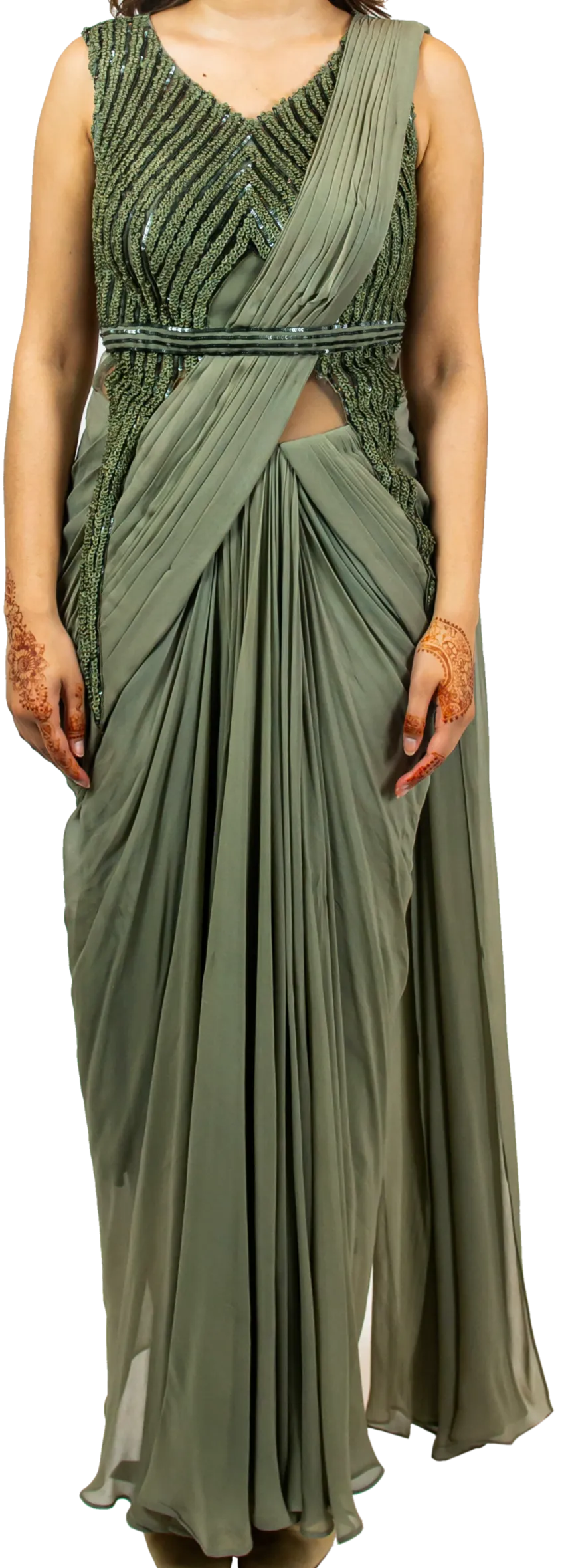 Sage Green Sari Gown