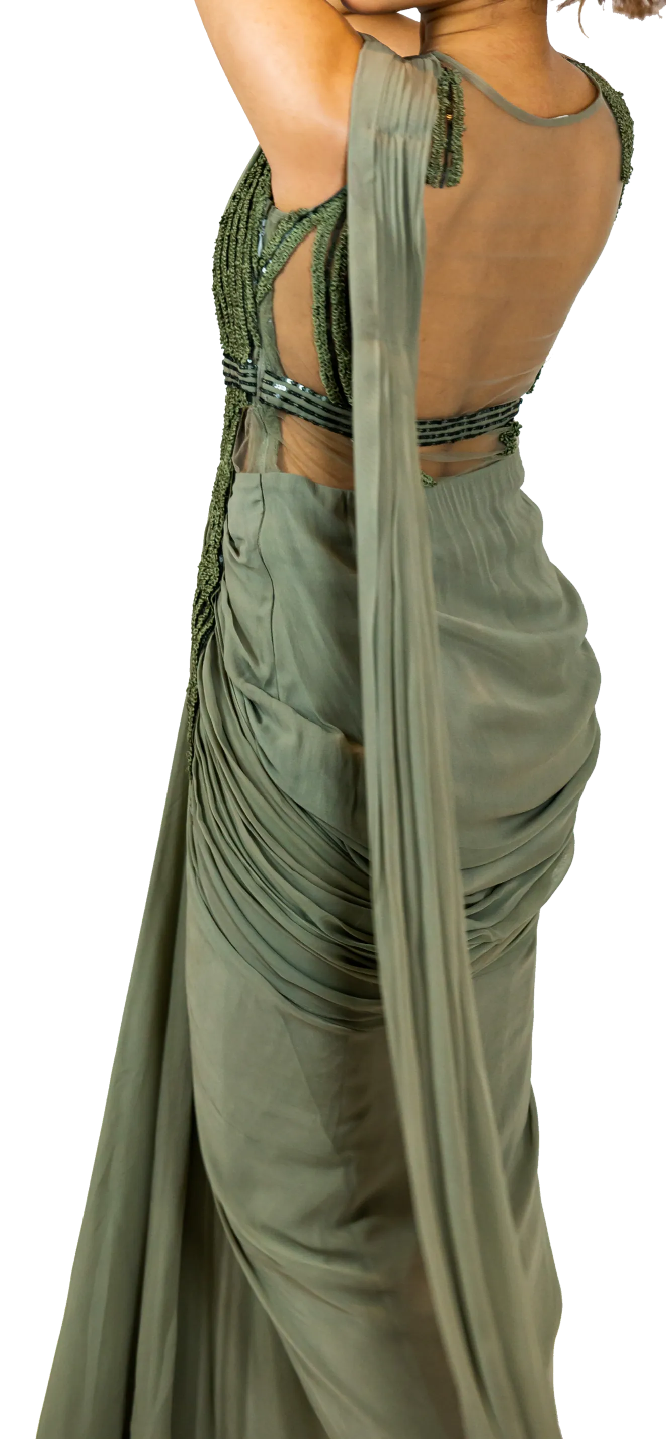 Sage Green Sari Gown
