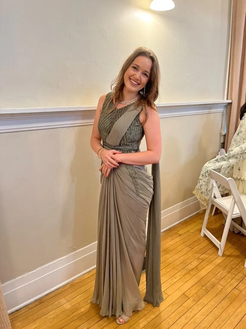 Sage Green Sari Gown