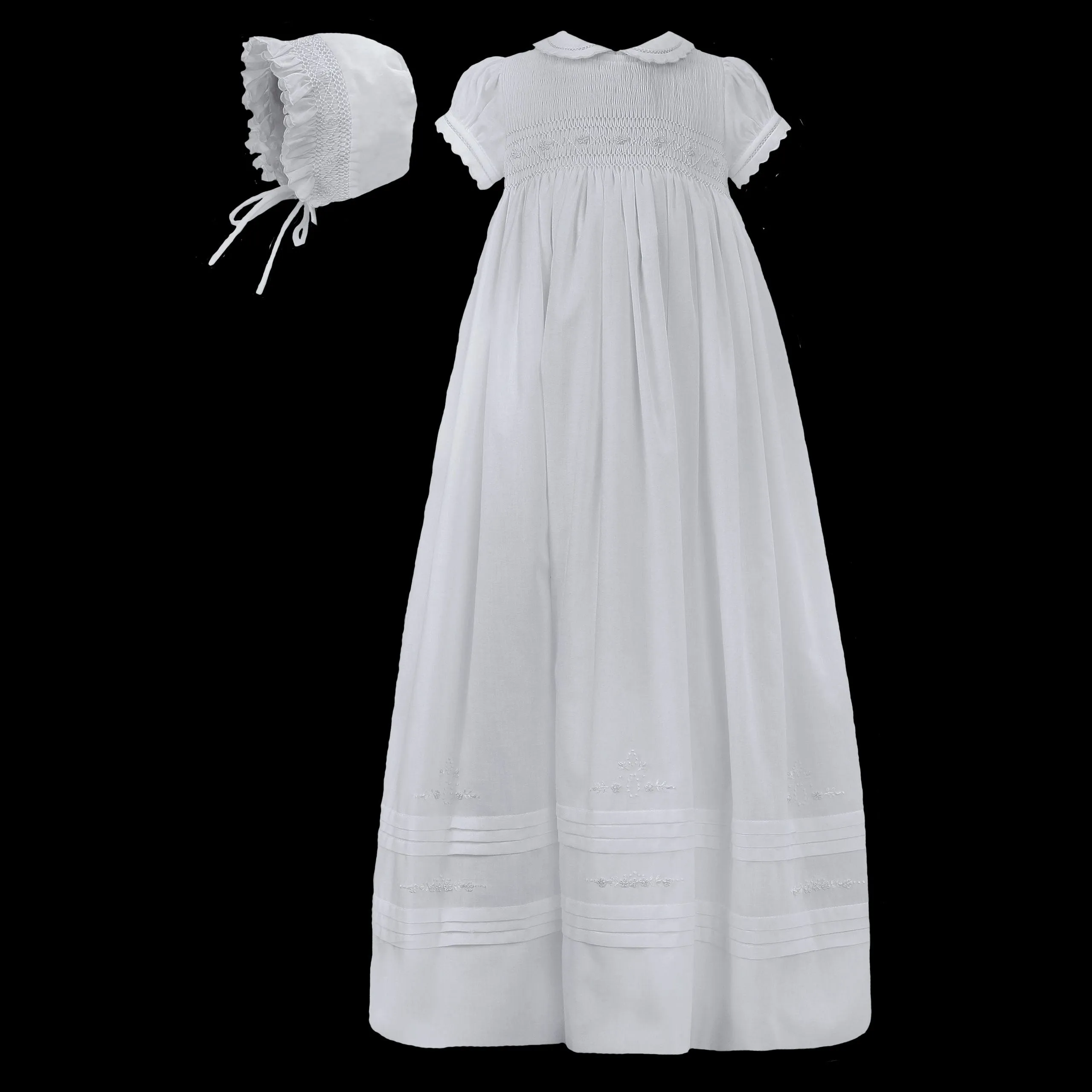 Sarah Louise Christening Robe and Bonnet - White - 001173